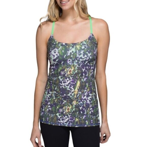 Lululemon Dancing Warrior TankFloral Sport White Multi / Pistachio size 10 - Picture 2 of 10